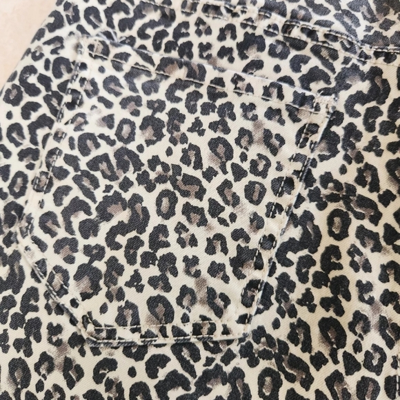 EASEL Womens Button Zip Distressed Leopard Animal Print BELL BOTTOMS Denim Jeans - Picture 7 of 10